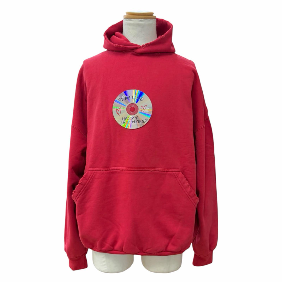 Pristine BALENCIAGA hoodie to my love CD Damage processing pullover Red 2 739024