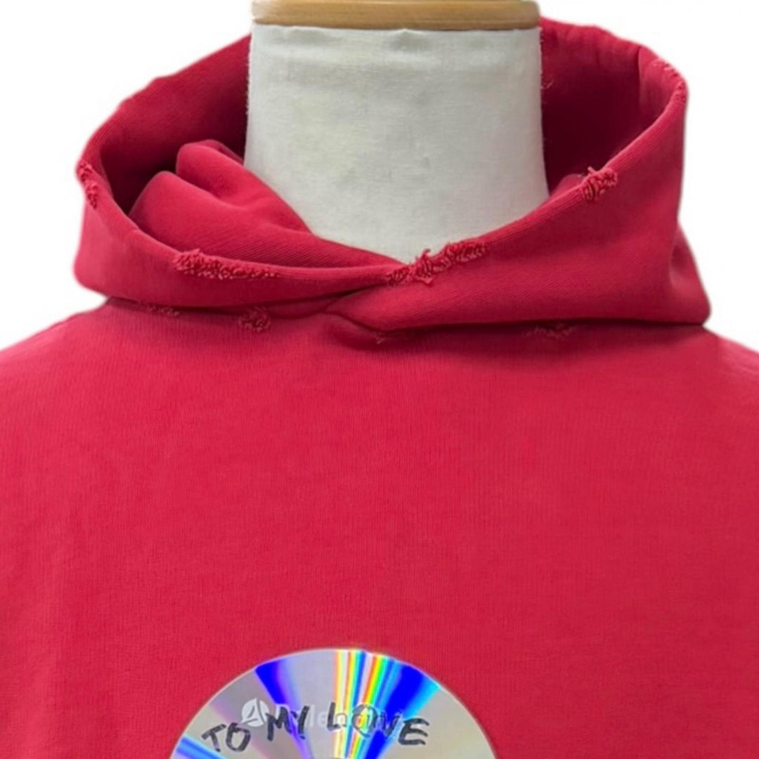 Pristine BALENCIAGA hoodie to my love CD Damage processing pullover Red 2 739024