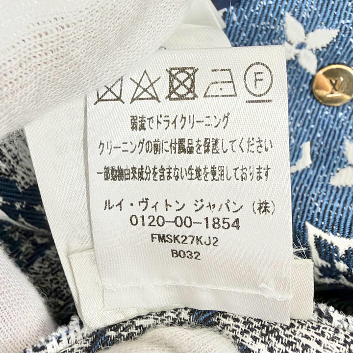 Excellent LOUIS VUITTON Mini skirt Logo gold buttons, monogram denim, IT 36