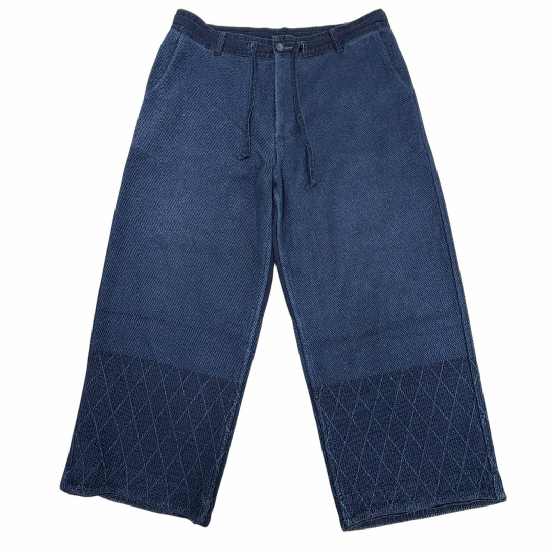 Excellent PORTER CLASSIC Pants PC KENDO WIDE PANTS Button fly blue cotton XL