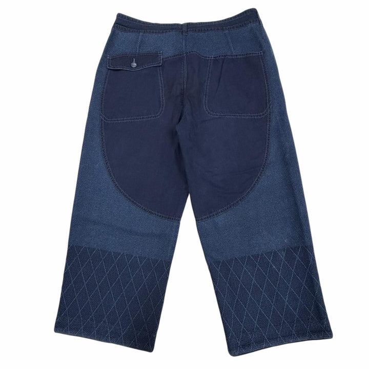 Excellent PORTER CLASSIC Pants PC KENDO WIDE PANTS Button fly blue cotton XL