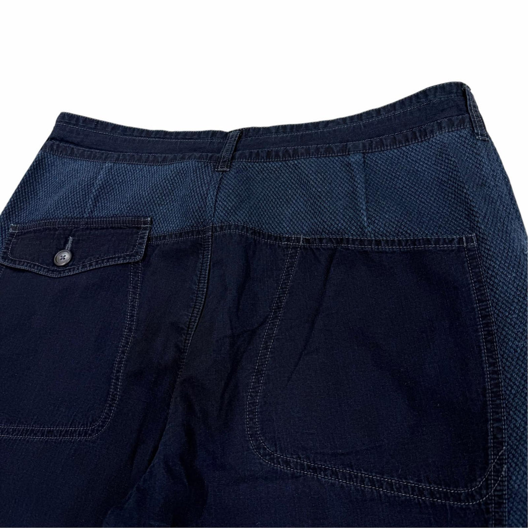 Excellent PORTER CLASSIC Pants PC KENDO WIDE PANTS Button fly blue cotton XL