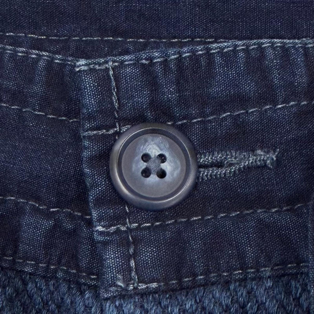Excellent PORTER CLASSIC Pants PC KENDO WIDE PANTS Button fly blue cotton XL