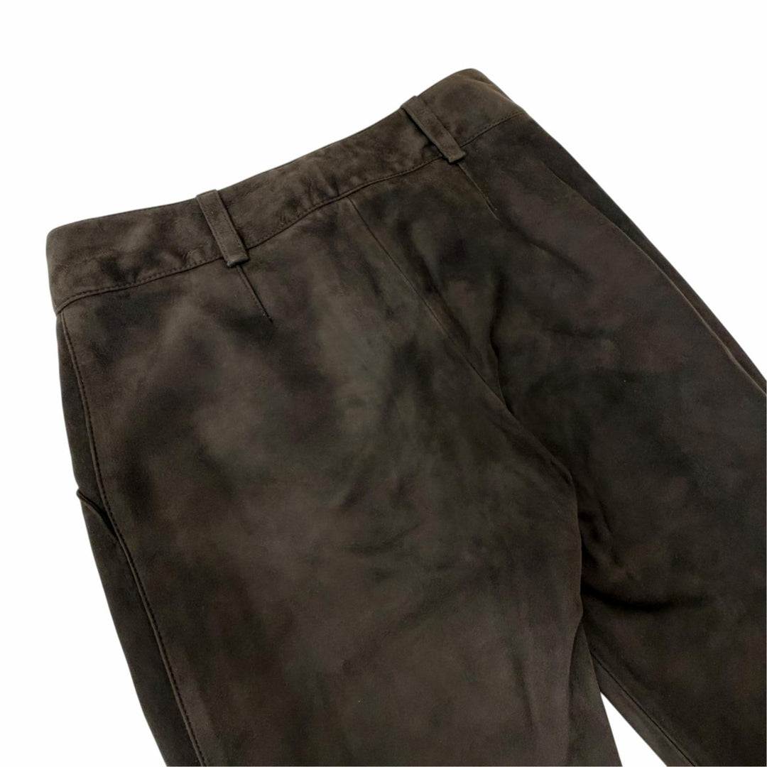Excellent LOEWE Pants Lamb leather suede leather with all-over logo lining. 38