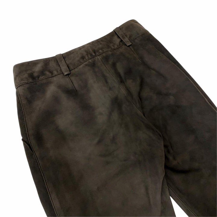 Excellent LOEWE Pants Lamb leather suede leather with all-over logo lining. 38