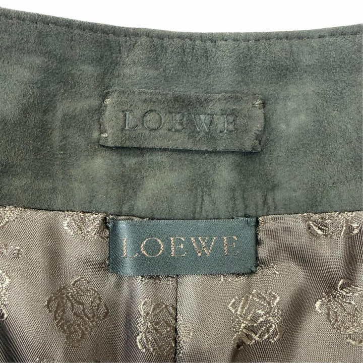 Excellent LOEWE Pants Lamb leather suede leather with all-over logo lining. 38