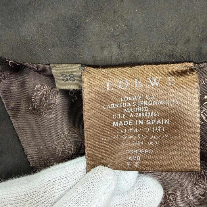 Excellent LOEWE Pants Lamb leather suede leather with all-over logo lining. 38