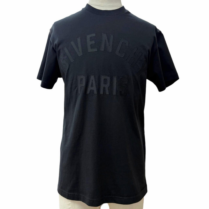 Excellent GIVENCHY Short sleeve T-shirt Grosgrain embroidery black XS BM71NK3YRS