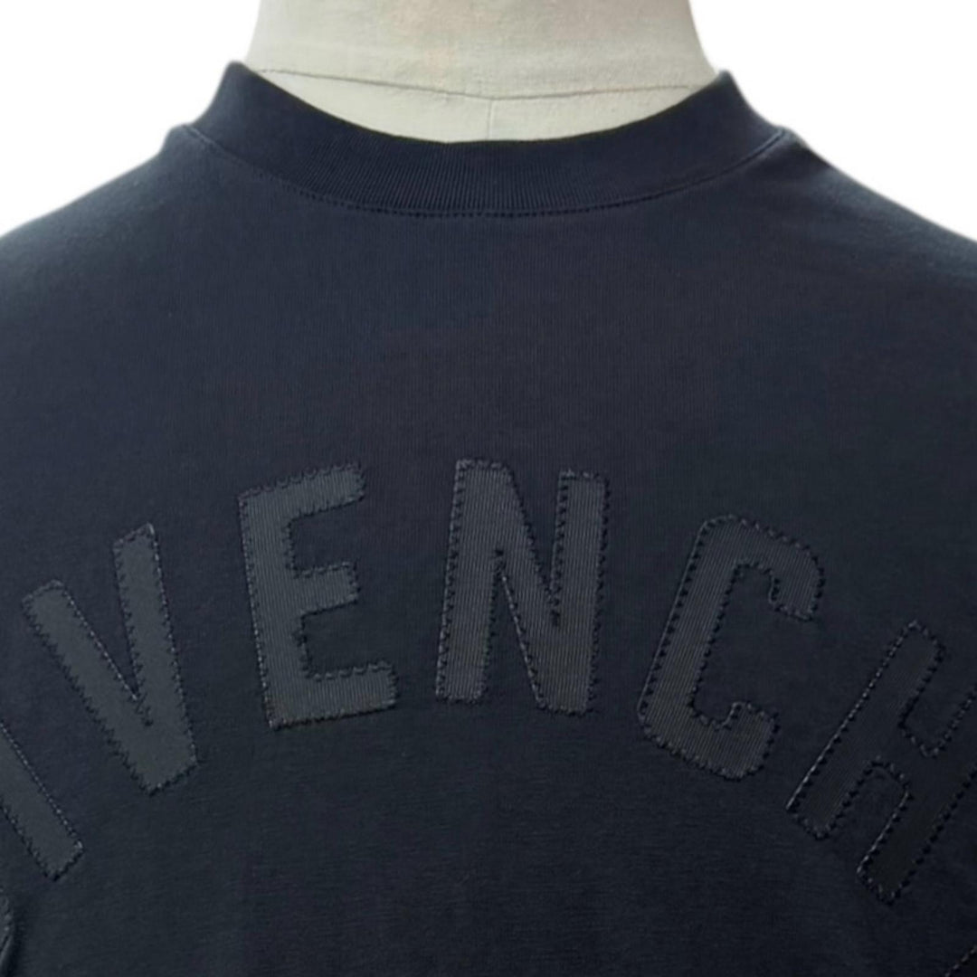 Excellent GIVENCHY Short sleeve T-shirt Grosgrain embroidery black XS BM71NK3YRS