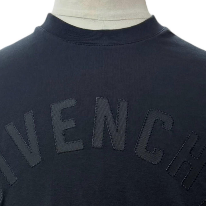 Excellent GIVENCHY Short sleeve T-shirt Grosgrain embroidery black XS BM71NK3YRS