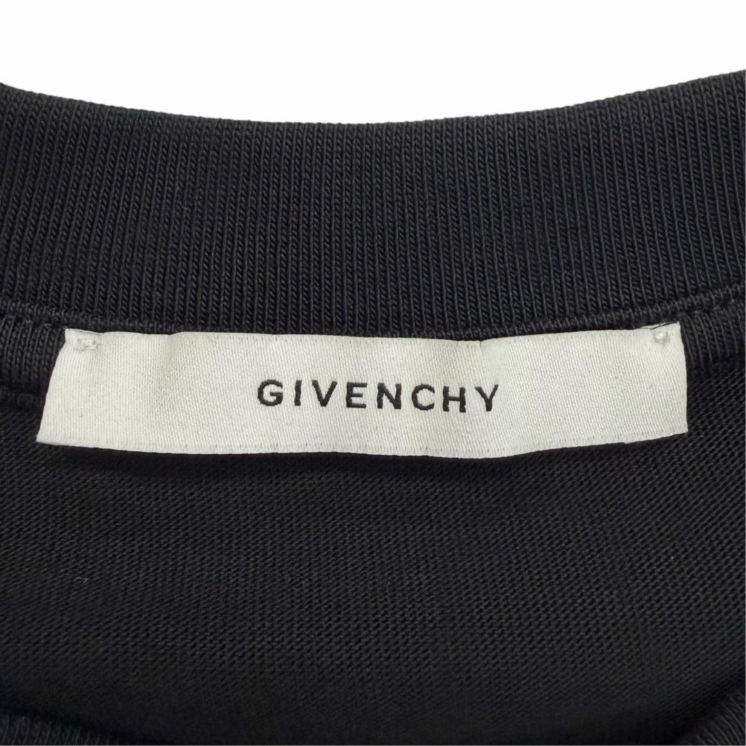 Excellent GIVENCHY Short sleeve T-shirt Grosgrain embroidery black XS BM71NK3YRS