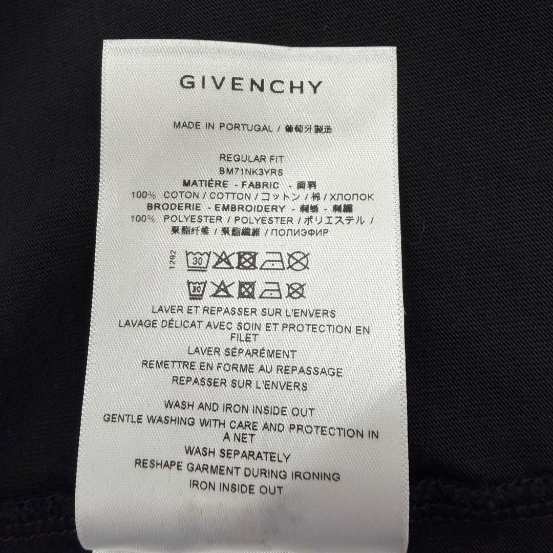 Excellent GIVENCHY Short sleeve T-shirt Grosgrain embroidery black XS BM71NK3YRS