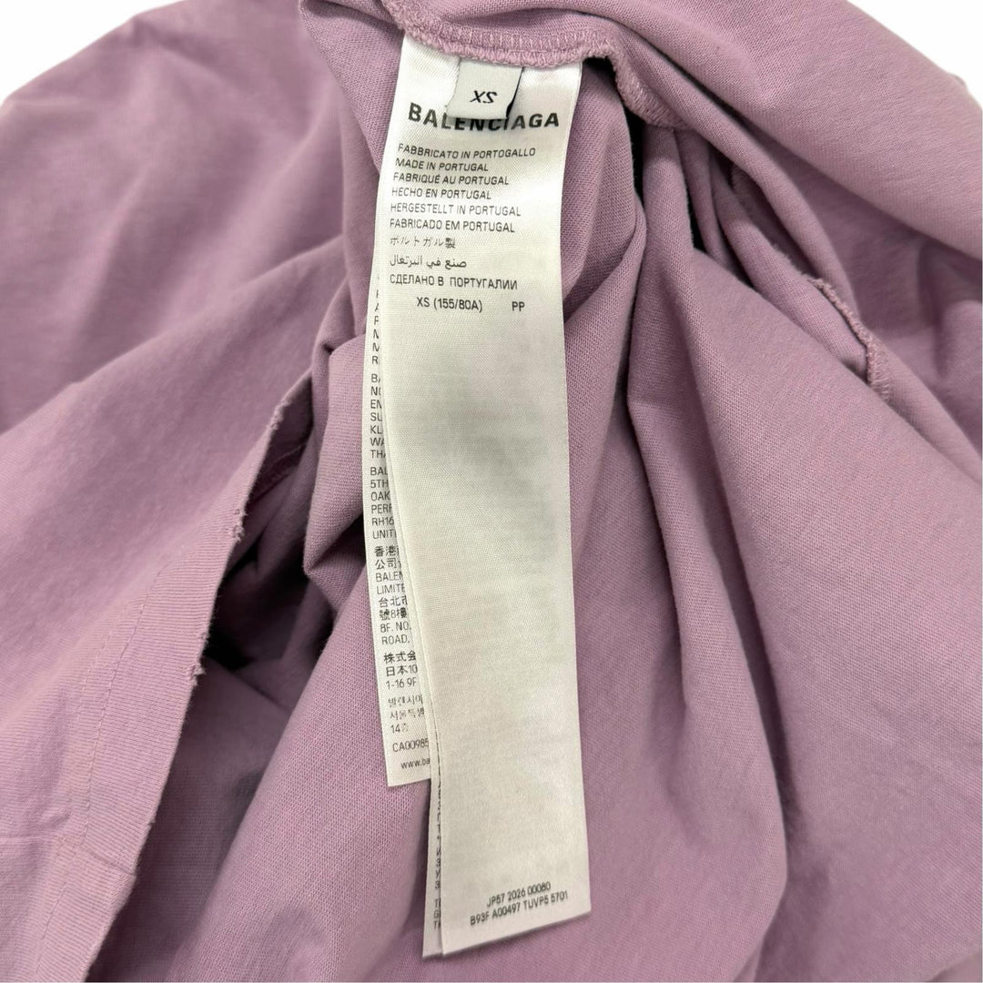 Excellent BALENCIAGA Lilac Cotton Oversize T-Shirt Damage processing XS A00497