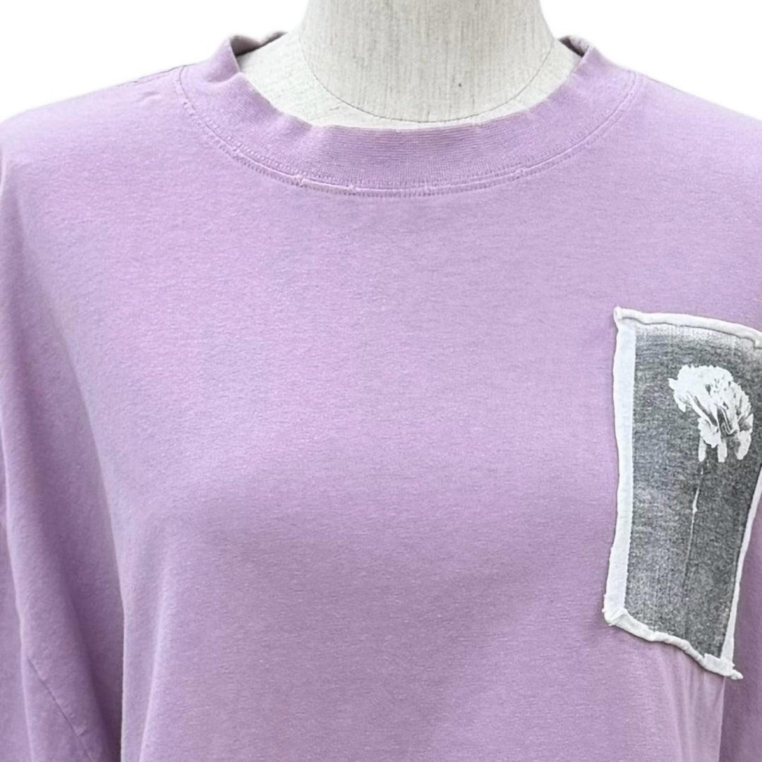 Excellent BALENCIAGA Lilac Cotton Oversize T-Shirt Damage processing XS A00497