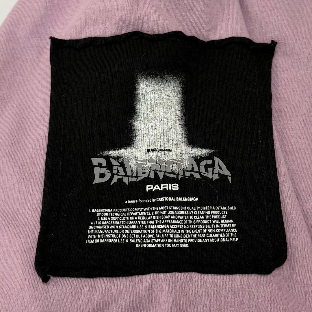 Excellent BALENCIAGA Lilac Cotton Oversize T-Shirt Damage processing XS A00497
