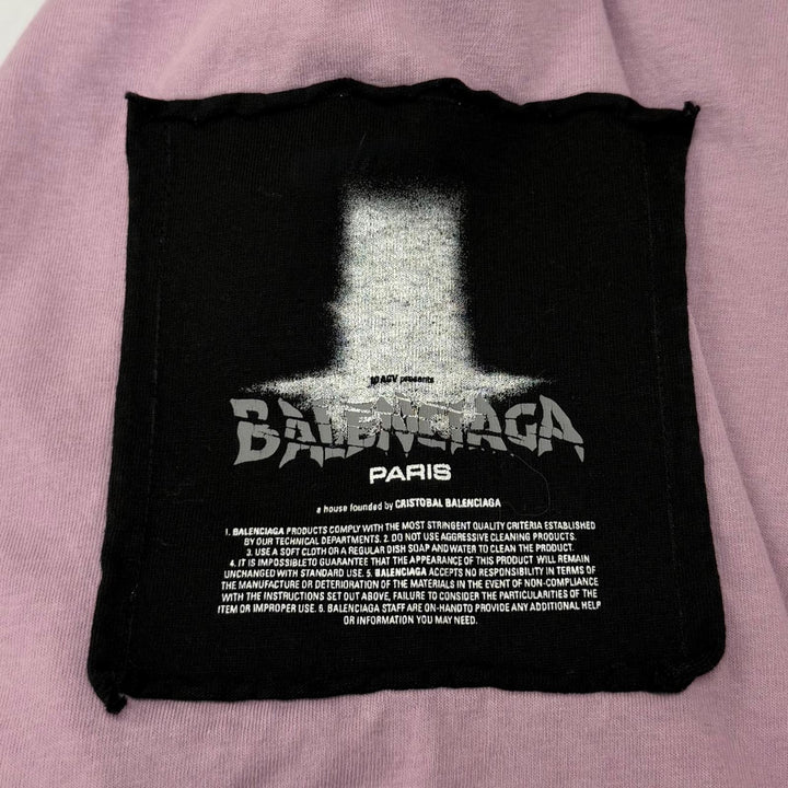 Excellent BALENCIAGA Lilac Cotton Oversize T-Shirt Damage processing XS A00497