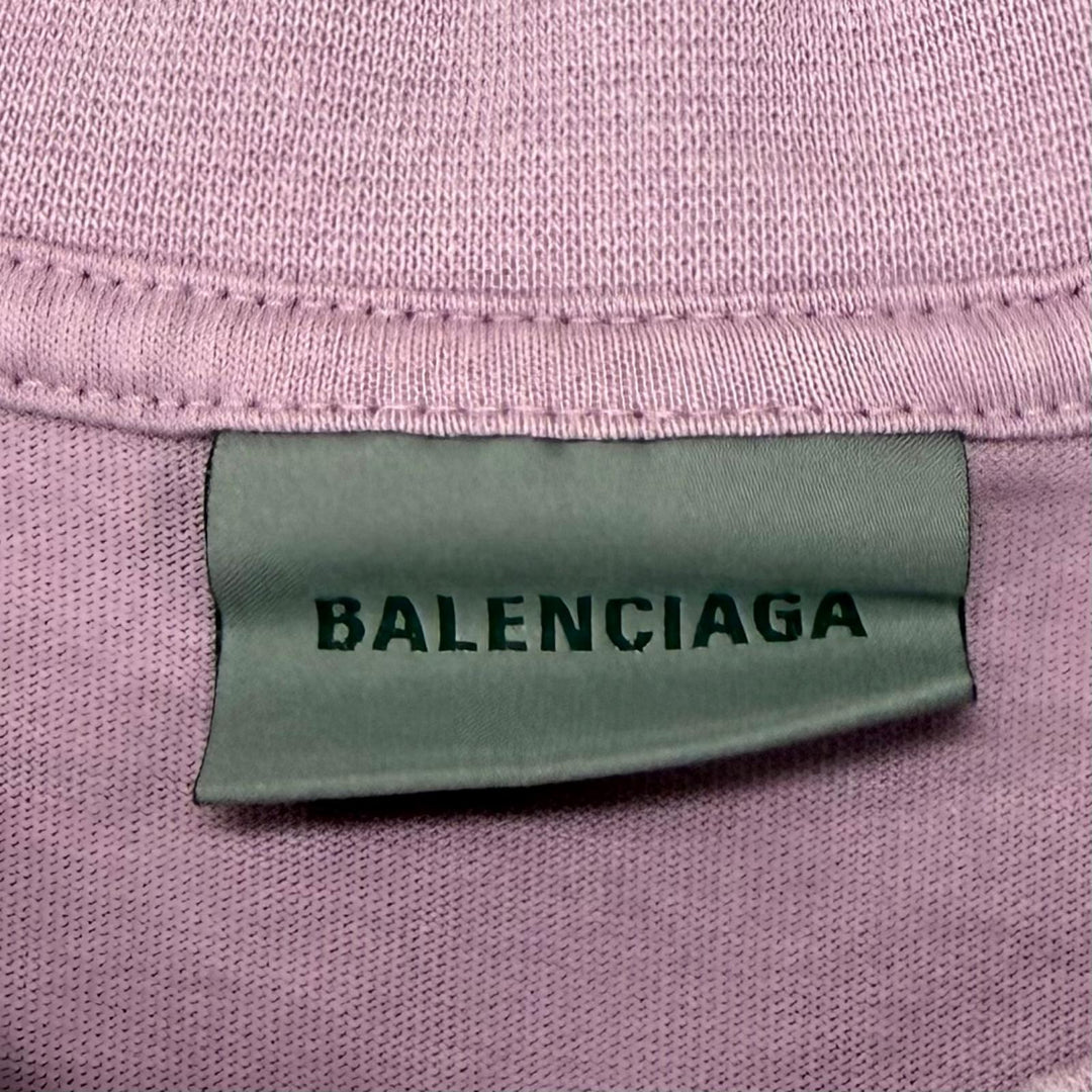 Excellent BALENCIAGA Lilac Cotton Oversize T-Shirt Damage processing XS A00497