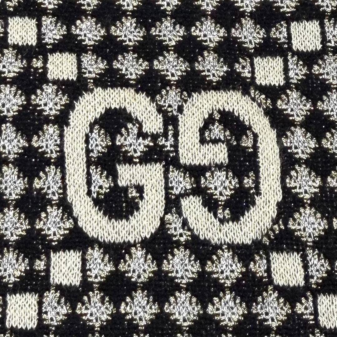 Excellent GUCCI cardigan GG crew neck shirt with gold buttons wool M 743321