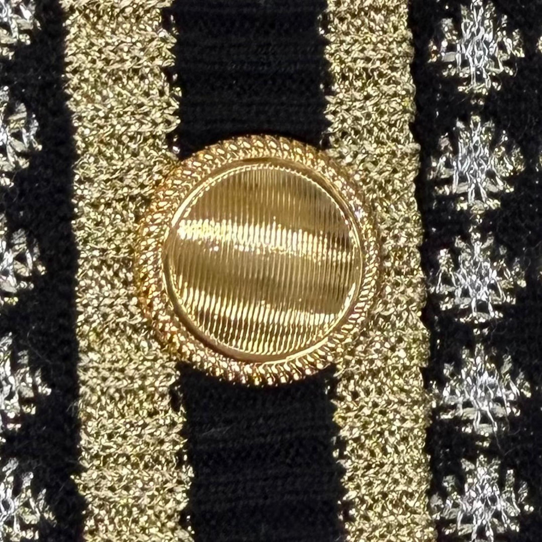 Excellent GUCCI cardigan GG crew neck shirt with gold buttons wool M 743321