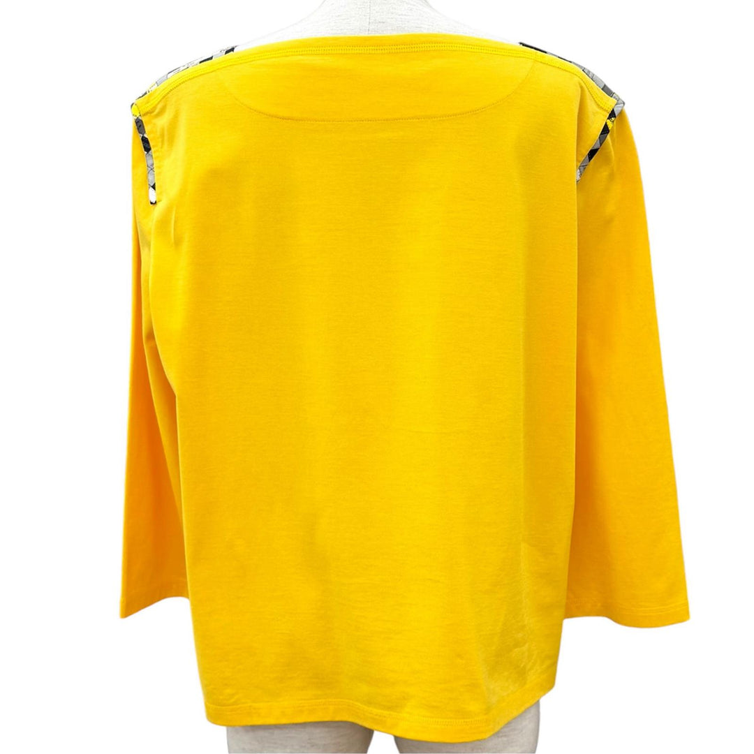 Excellent HERMES T-shirt Silk-trimmed Bolduc long-sleeved shirt yellow cotton 44