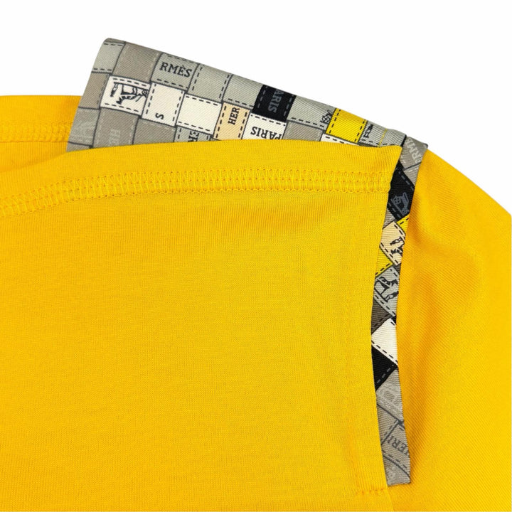 Excellent HERMES T-shirt Silk-trimmed Bolduc long-sleeved shirt yellow cotton 44