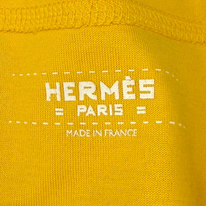Excellent HERMES T-shirt Silk-trimmed Bolduc long-sleeved shirt yellow cotton 44