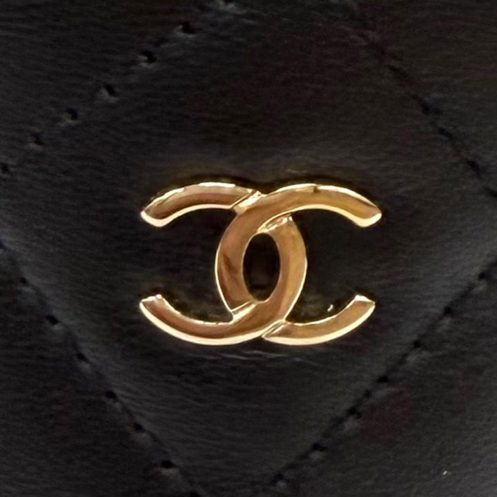 Great CHANEL Sandals COCO Mark Matelassé Wedge Heel Leather black 35 G30758