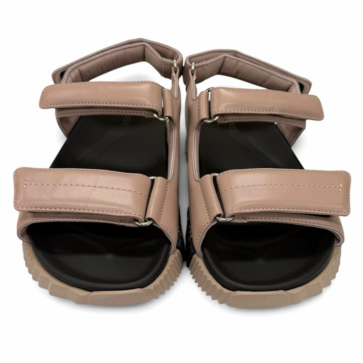 Pristine HERMES Sandals Junior H-Design Velcro Leather Pink leather Women IT 38