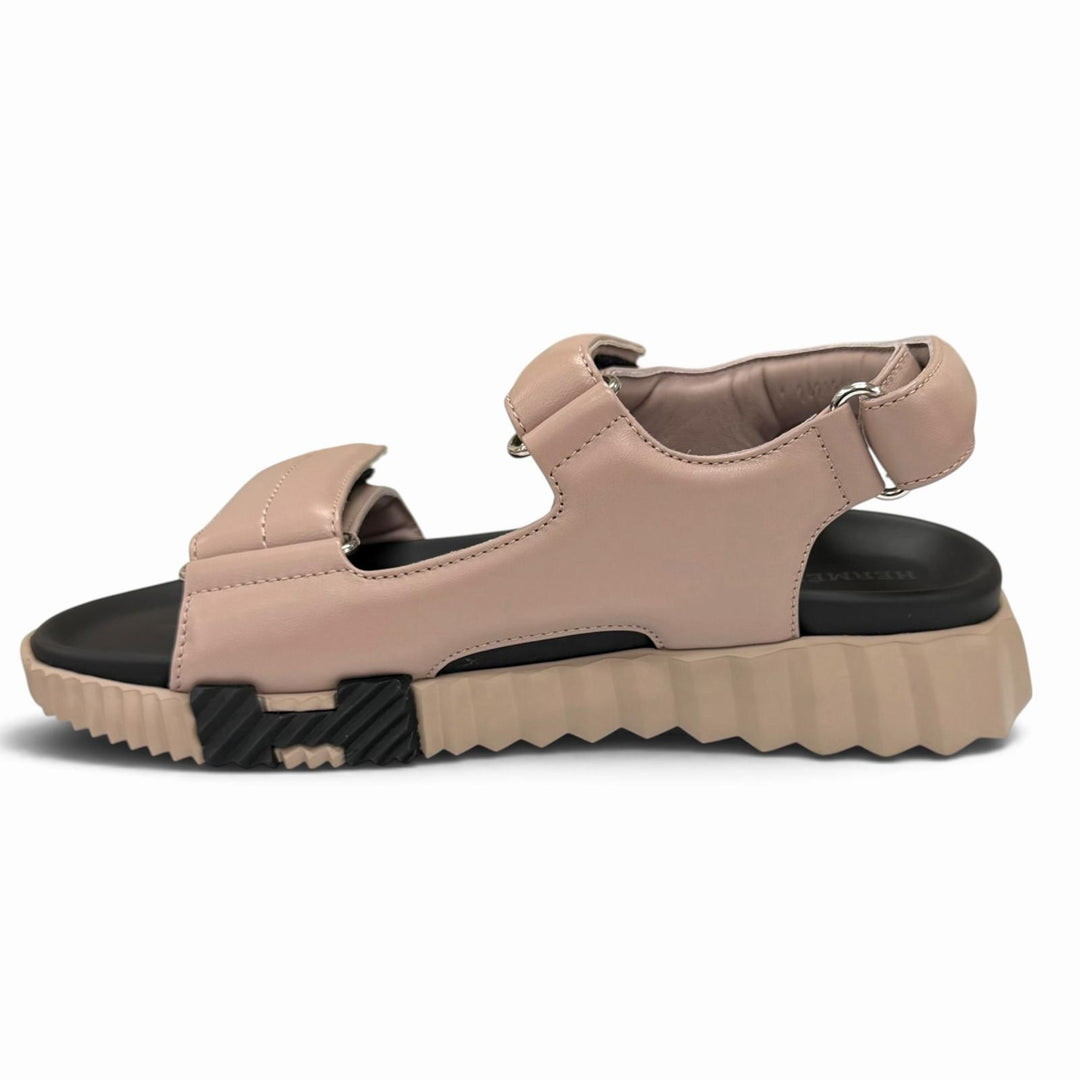 Pristine HERMES Sandals Junior H-Design Velcro Leather Pink leather Women IT 38