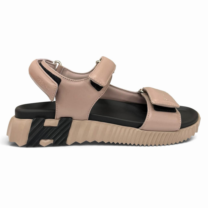 Pristine HERMES Sandals Junior H-Design Velcro Leather Pink leather Women IT 38