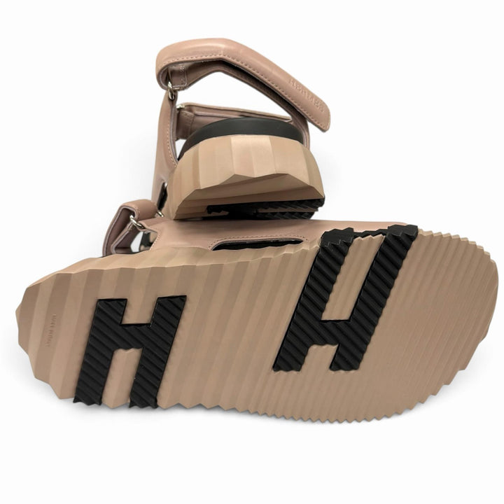 Pristine HERMES Sandals Junior H-Design Velcro Leather Pink leather Women IT 38