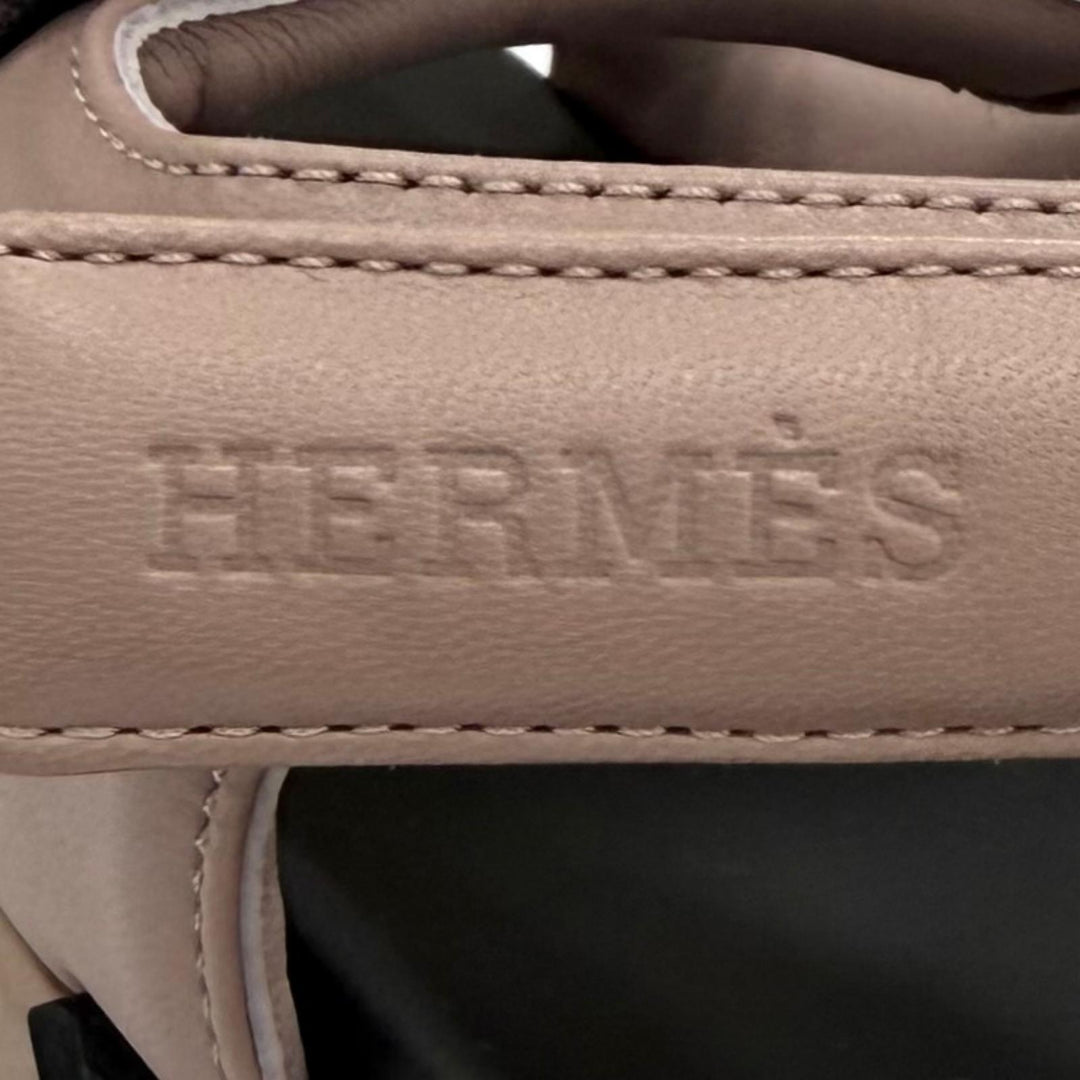 Pristine HERMES Sandals Junior H-Design Velcro Leather Pink leather Women IT 38