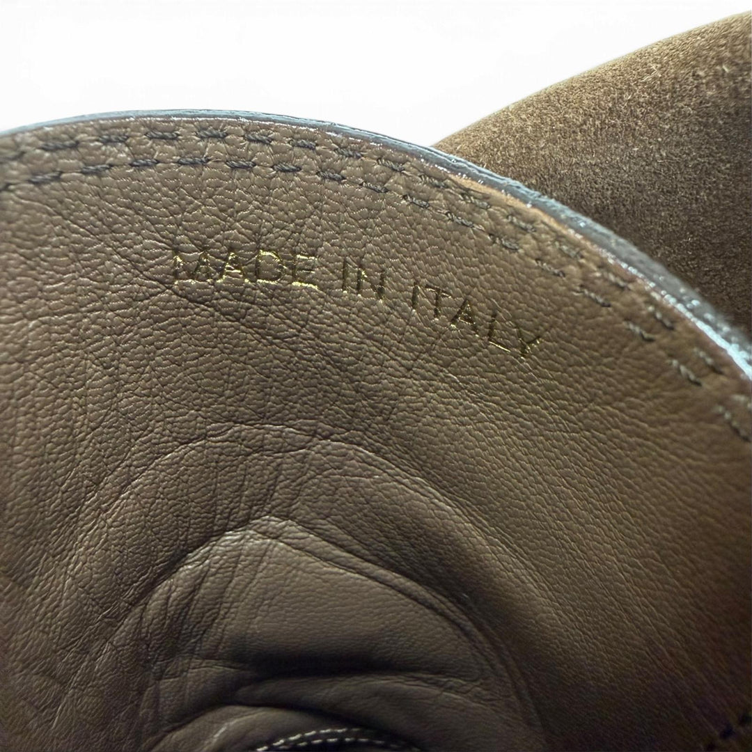 Excellent LOUIS VUITTON short boots Logo Metal Lace-up Suede Leather Brown IT 36