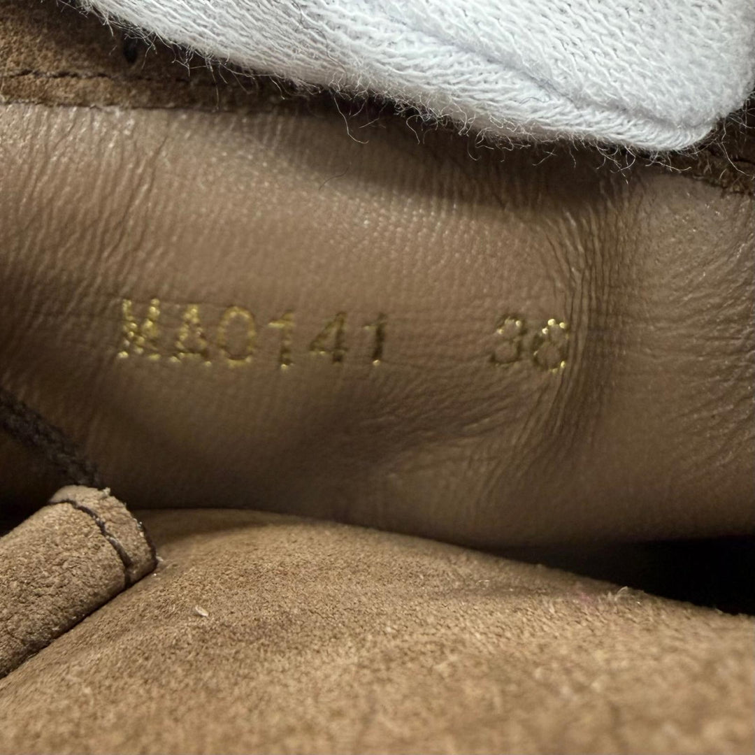 Excellent LOUIS VUITTON short boots Logo Metal Lace-up Suede Leather Brown IT 36