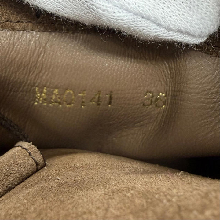 Excellent LOUIS VUITTON short boots Logo Metal Lace-up Suede Leather Brown IT 36