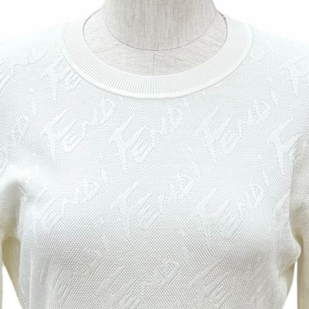 Excellent FENDI knit Logo print crew neck long sleeve Ivory cotton IT 42 FZX773