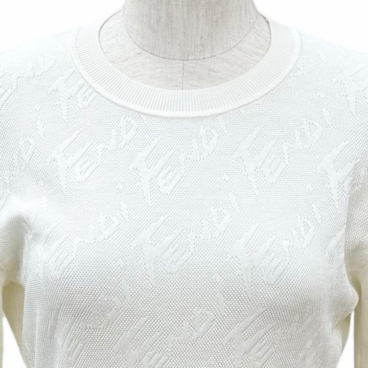 Excellent FENDI knit Logo print crew neck long sleeve Ivory cotton IT 42 FZX773
