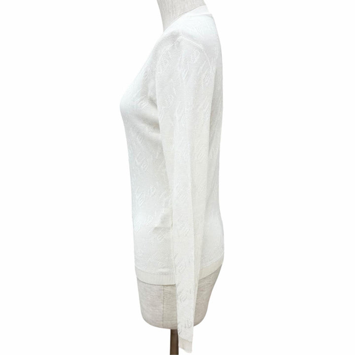 Excellent FENDI knit Logo print crew neck long sleeve Ivory cotton IT 42 FZX773