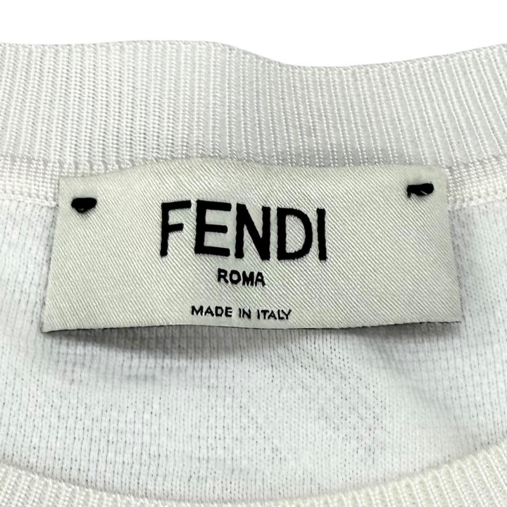 Excellent FENDI knit Logo print crew neck long sleeve Ivory cotton IT 42 FZX773