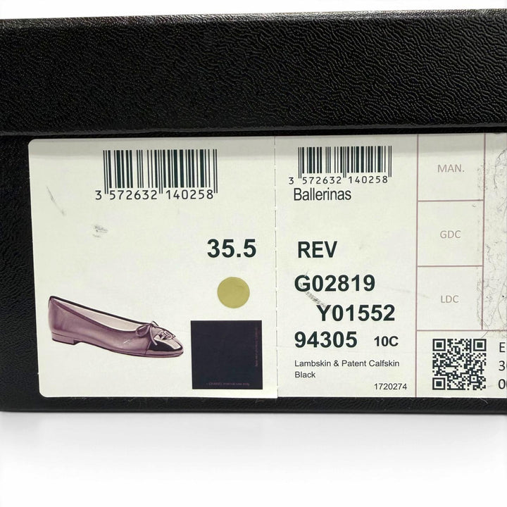 Great CHANEL Ballet shoes ballerina COCO Mark leather black Women 35.5 G02819