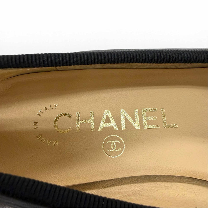 Great CHANEL Ballet shoes ballerina COCO Mark leather black Women 35.5 G02819
