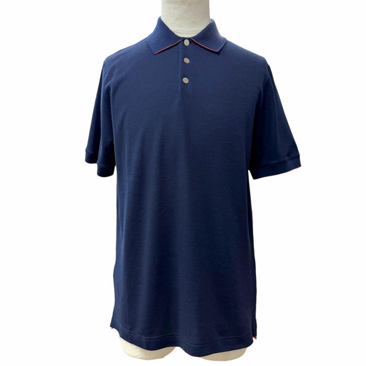 Pristine HERMES Short sleeve polo shirt Double Jeu Serie button Navy L H800271E