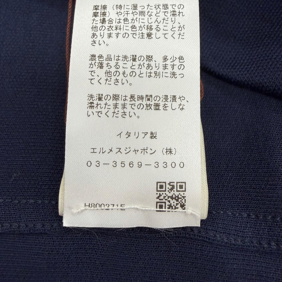 Pristine HERMES Short sleeve polo shirt Double Jeu Serie button Navy L H800271E