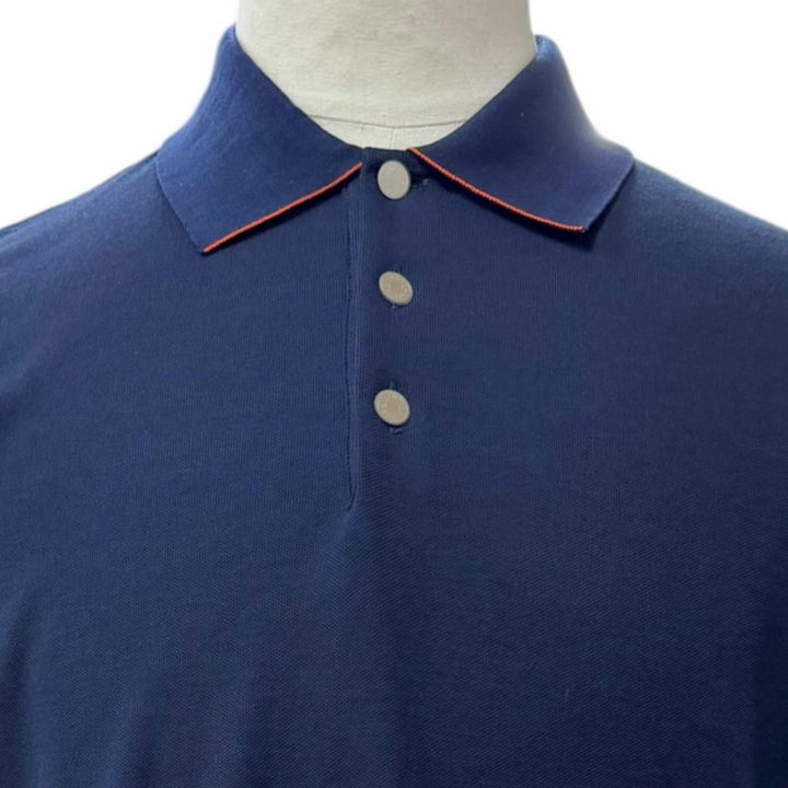 Pristine HERMES Short sleeve polo shirt Double Jeu Serie button Navy L H800271E