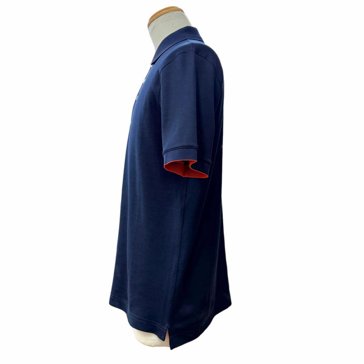 Pristine HERMES Short sleeve polo shirt Double Jeu Serie button Navy L H800271E