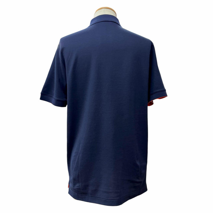 Pristine HERMES Short sleeve polo shirt Double Jeu Serie button Navy L H800271E
