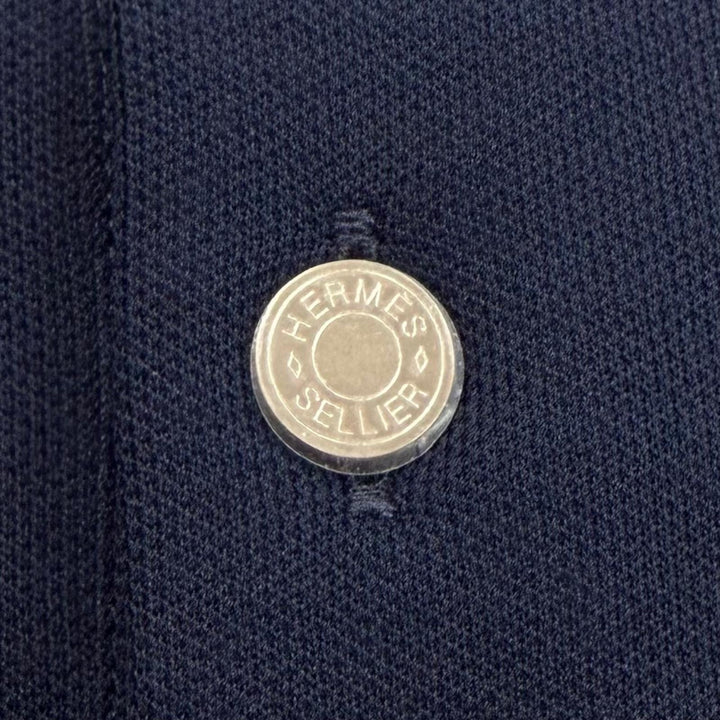 Pristine HERMES Short sleeve polo shirt Double Jeu Serie button Navy L H800271E
