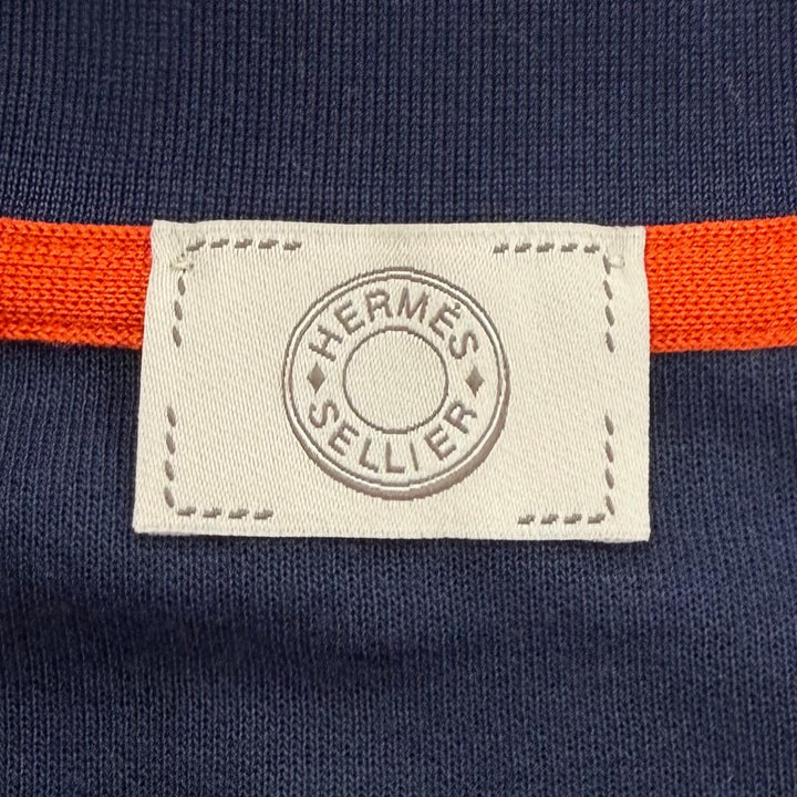 Pristine HERMES Short sleeve polo shirt Double Jeu Serie button Navy L H800271E