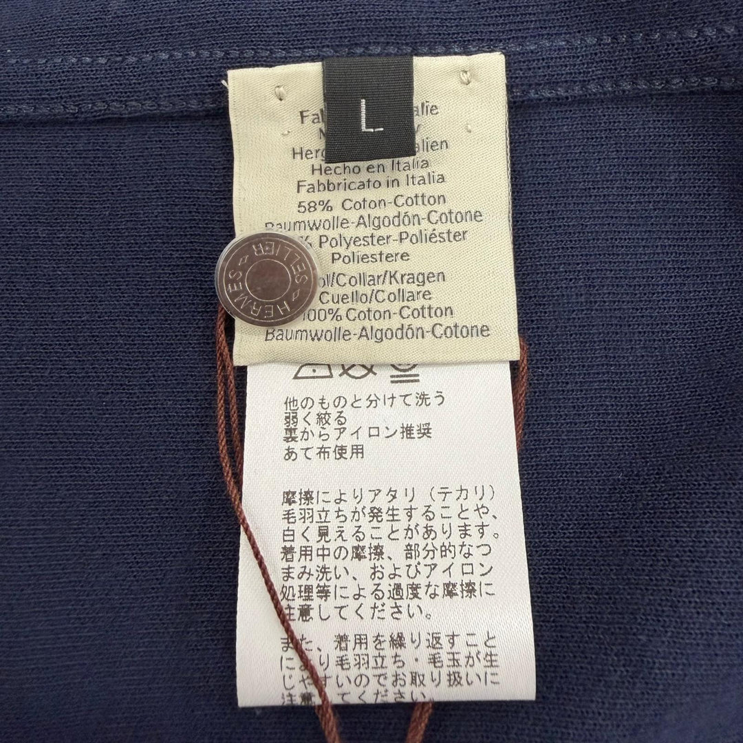 Pristine HERMES Short sleeve polo shirt Double Jeu Serie button Navy L H800271E