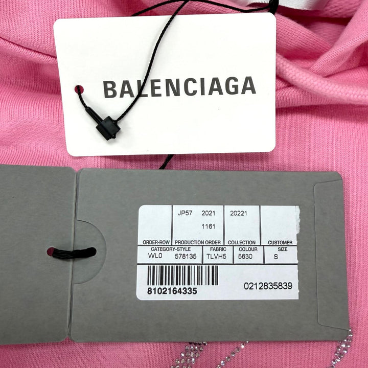 Pristine BALENCIAGA hoodie Oversized Logo Design Pullover pink cotton S 578135